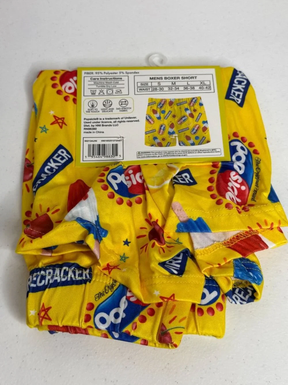 Popsicle Mens XL Boxer Shorts Yellow Ice Cream Retro Novelty